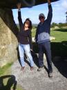 Holding up Stonehenge: Honoree and Walt in Pembrokeshire where the stones to make Stonehenge came from, so they say.